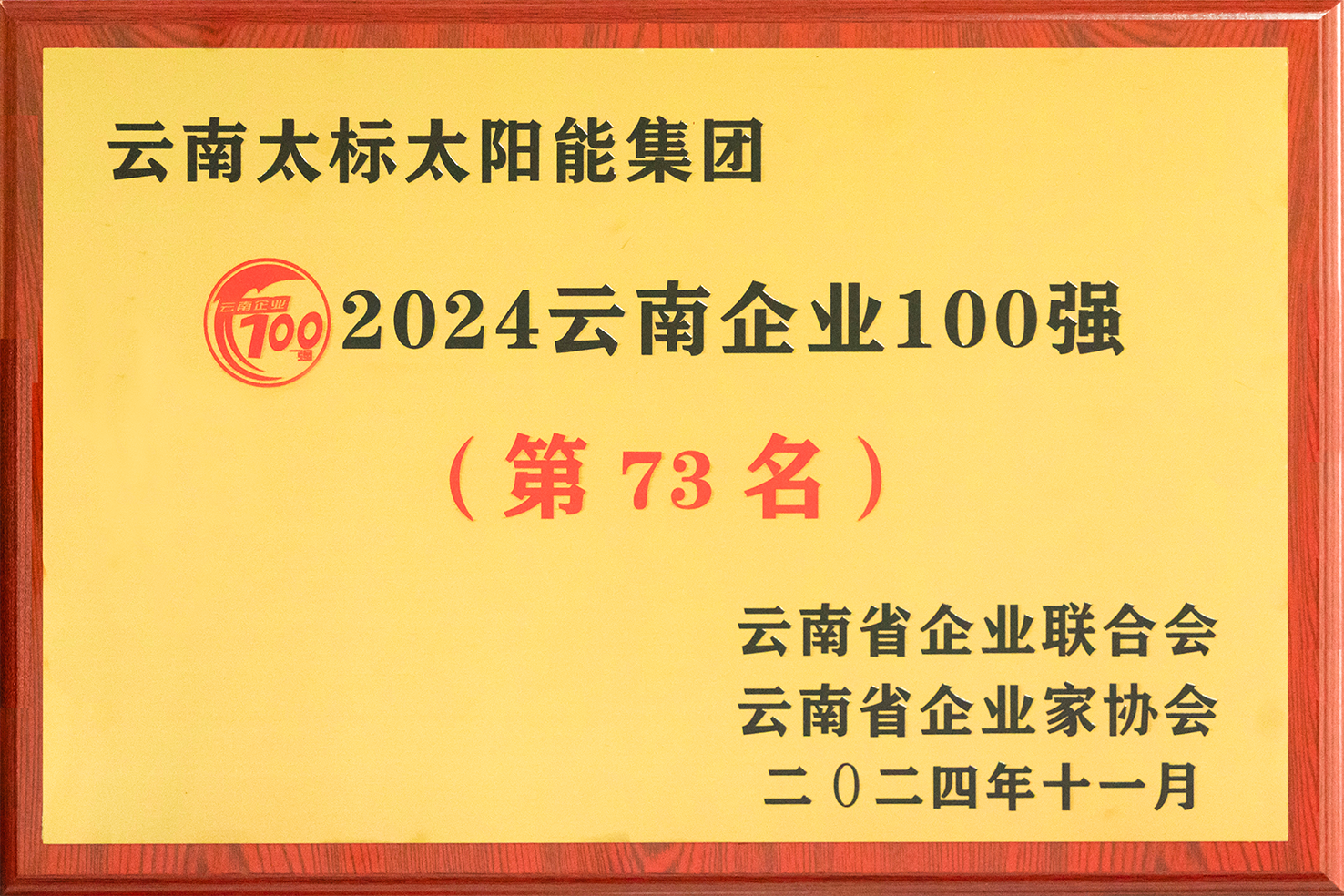 2024云南企業(yè)100強(qiáng)獎(jiǎng)牌
